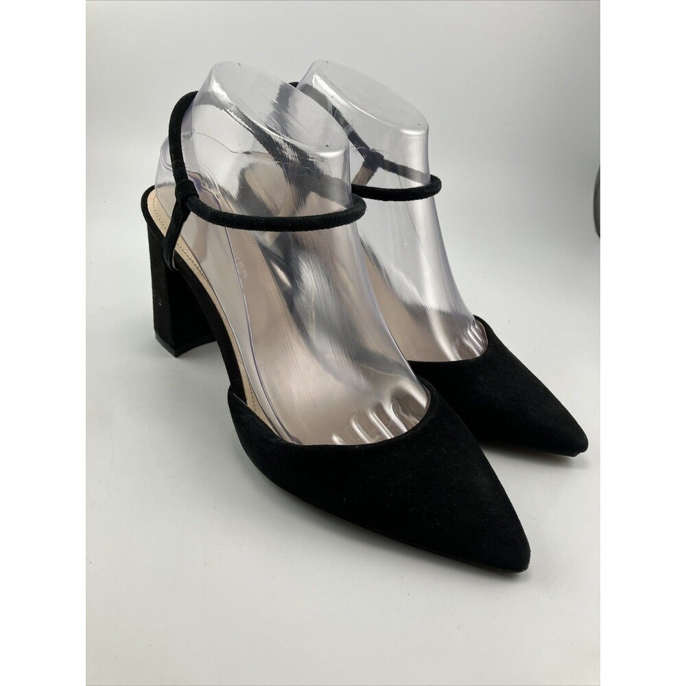 MARC FISHER Women's Size 8M Black Block Heel Velise Ankle Strap Pumps